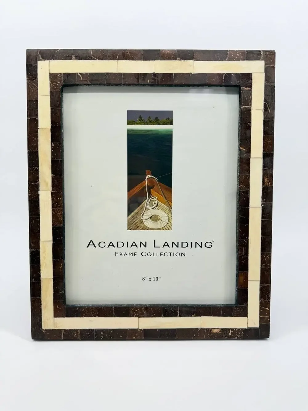 Acadian Landing 8x10 Photo Frame Mosaic Wood Bone Style India 1.68 lb
